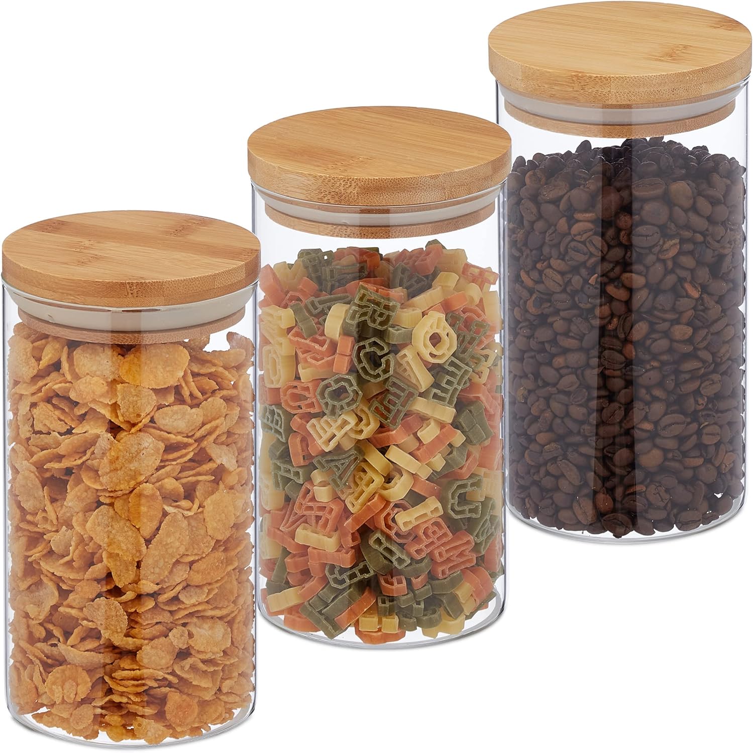 Set 4 Tarros Herméticos con Tapa Bambú